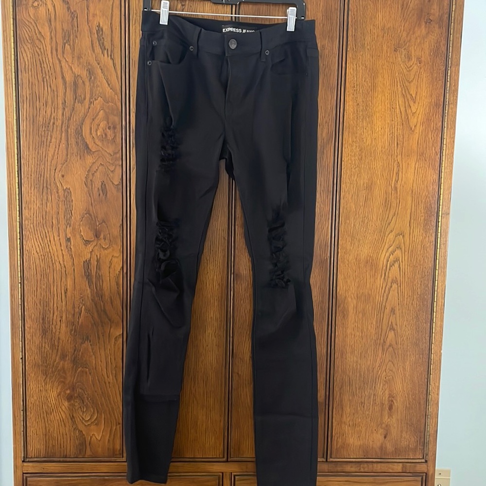 Express Midrise Legging Black Distressed Jeans 8L